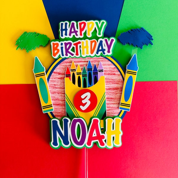 Crayon Cake Topper Crayon birthday Coloring Birthday Party Crayon Party Decor Art Birthday Party