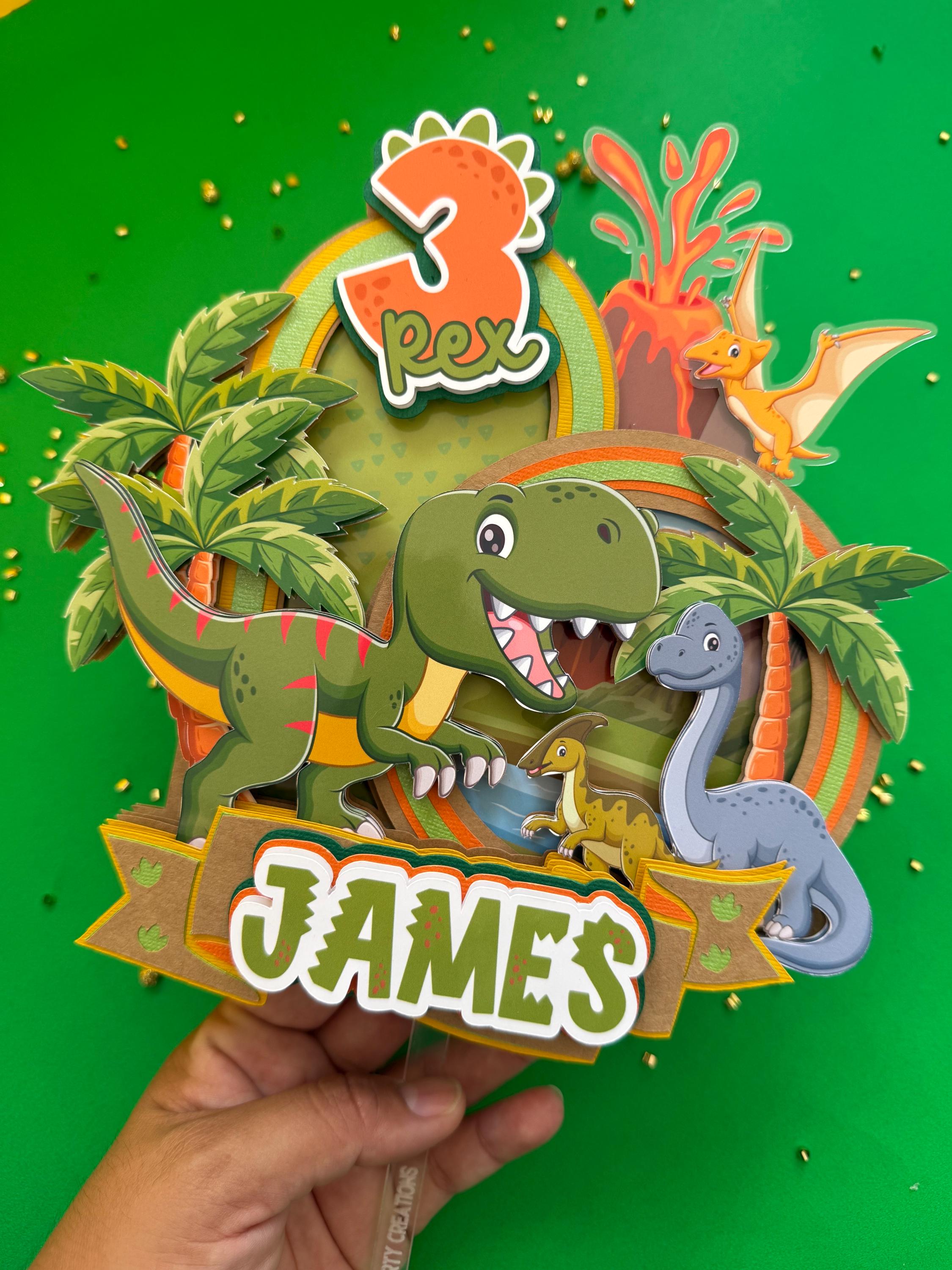 Dinosaur Cake Topper Two Rex Three Rex Birthday Party Decorations Dino ...