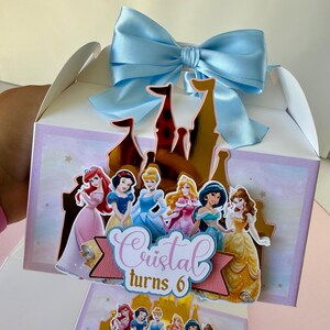 Princess 3D Favor Boxes Snow White Cinderella Aurora Ariel Jasmine Belle Castle birthday party decor gable bags image 3