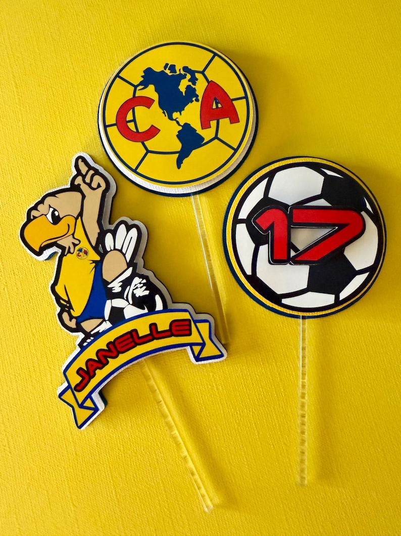 Club America Cake Topper Soccer Cake Topper America Soccer Cake topper Club America Birthday Party Decorations Futbol Cake Topper Bild 9