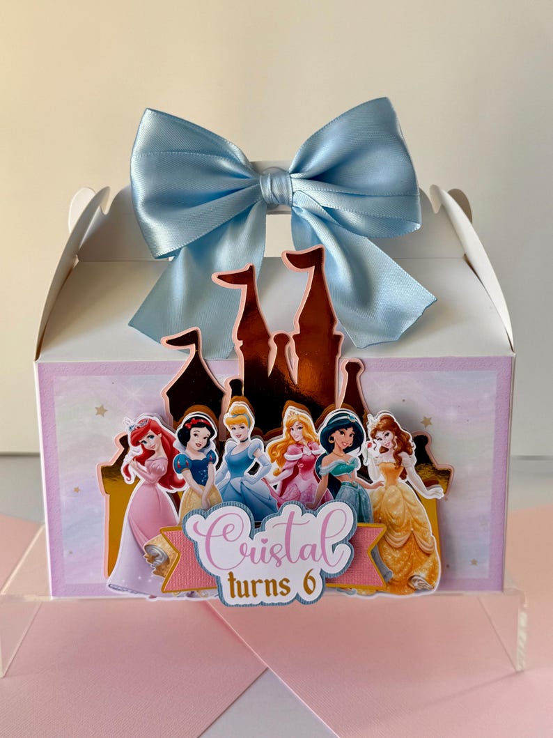 Princess 3D Favor Boxes Snow White Cinderella Aurora Ariel Jasmine Belle Castle birthday party decor gable bags image 10