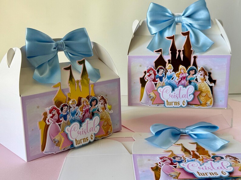 Princess 3D Favor Boxes Snow White Cinderella Aurora Ariel Jasmine Belle Castle birthday party decor gable bags image 7