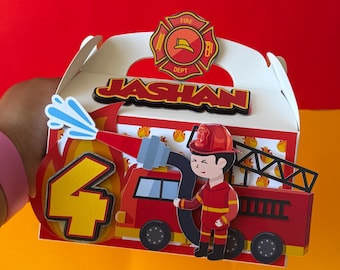 Coffret cadeau pompier : décoration de fête d'anniversaire camion de pompier