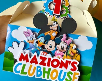 Mickey Mouse Clubhouse Favor Boxes Treat Table Oh Twoodles Baby 1st Birthday Cake Topper Birthday Party Decor