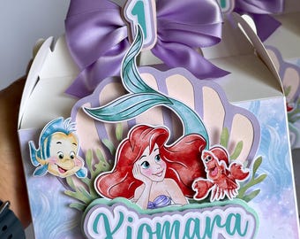 Little Mermaid Favor Boxes Princess Ariel Goodie Boxes Party Decor
