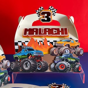 Monster Truck Favor Boxes Birthday Party Gable Boxes Decorations Monster Party Shirt Racing Theme