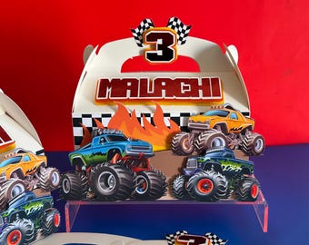 Monster Truck Favor Boxes Birthday Party Gable Boxes Decorations Monster Party Shirt Racing Theme