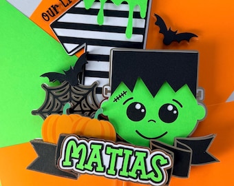 Frankenstein Cake Topper Our Little Monster Birthday Party Decor Halloween 1st Birthday