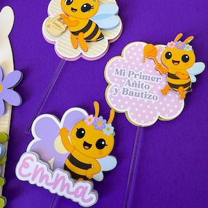 Abejita Chiquitita Cupcake Toppers Little Bee 1st Birthday Party Decorations