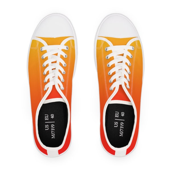 Orange Yellow Color Fade Women's Low Top Sneakers