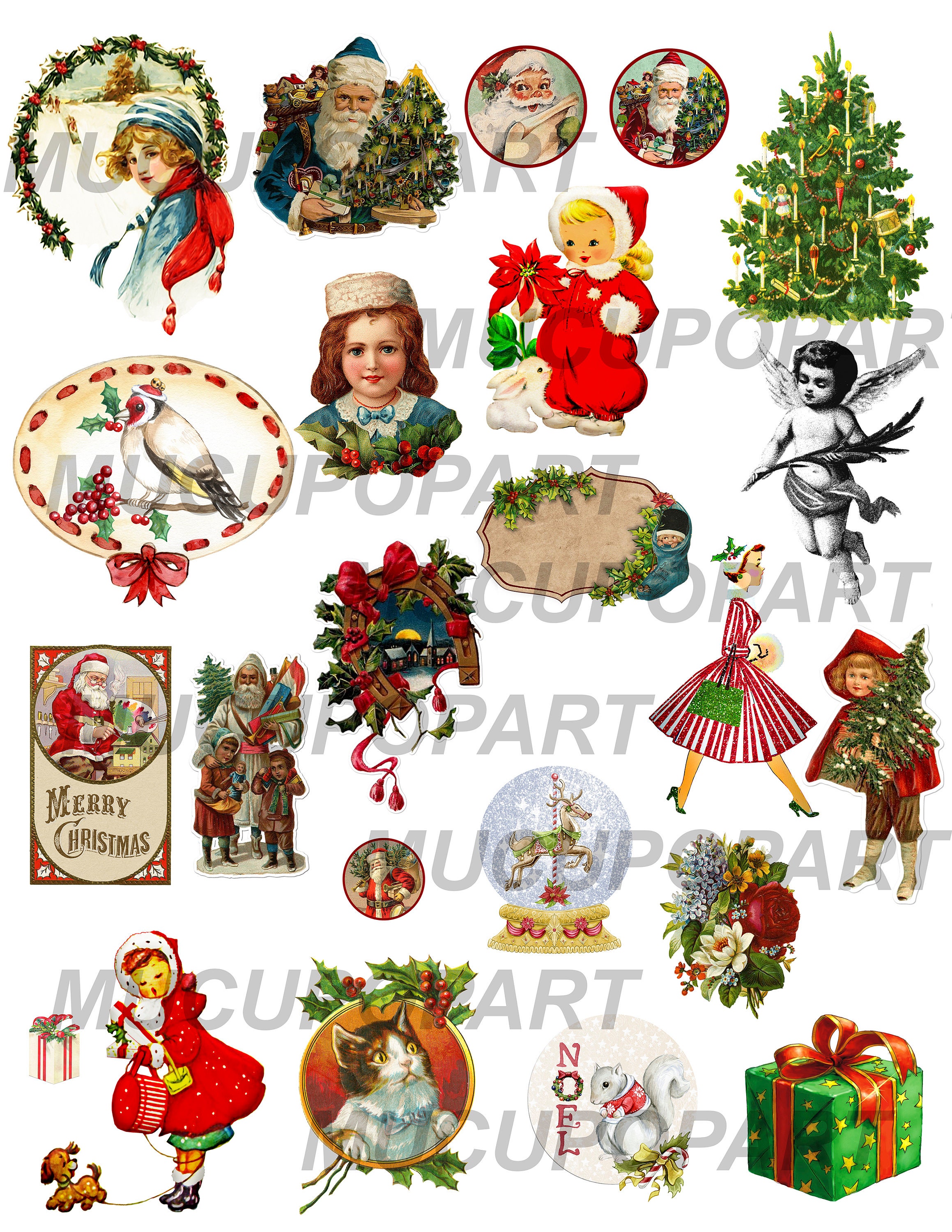 Christmas Collage Sheet Vintage Noel Collage Kit Digital - Etsy