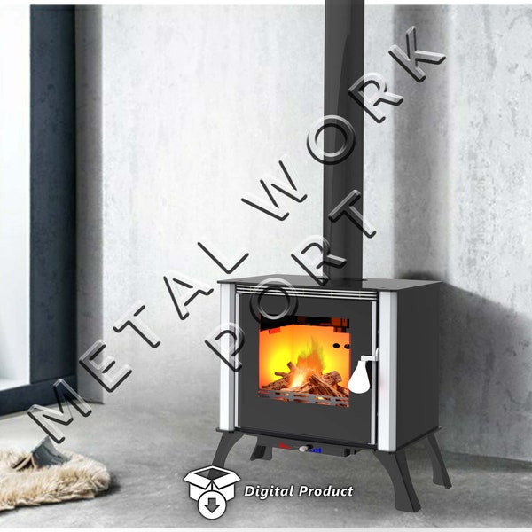 Chalet Stove Dxf, Fireplace dxf ,Wood Stove dxf, Room Stove, Laser cut, Dxf Laser project, Dxf Files For Plasma, Laser Cut, Vector cut files