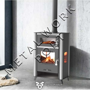 Stufa a legna con forno Dxf, Fornello per pizza dxf, Stufa con forno, Taglio laser, Progetto laser Dxf, File Dxf per plasma, File taglio laser, Taglio vettoriale