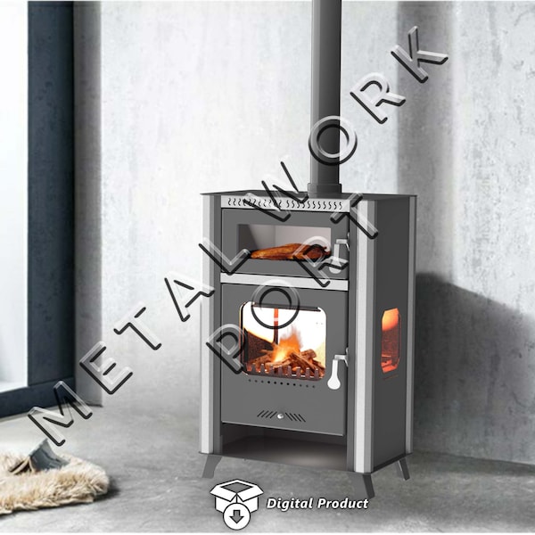 Wood stove with oven Dxf, Pizza stove dxf, Stove with oven, Laser cut, Dxf Laser project, Dxf Files For Plasma, Laser Cut files, Vector cut