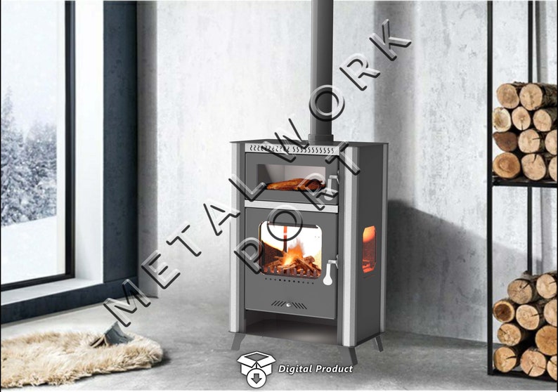 Wood stove with oven Dxf, Pizza stove dxf, Stove with oven, Laser cut