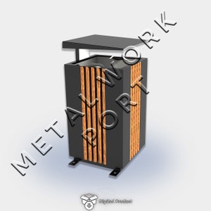 Metal Dustbin DXF File: Laser Cut Outdoor Trash Can
