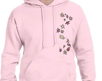 Moletom com capuz bordado com folhas inspiradas no HeartStopper