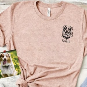 Chemise personnalisée portrait d'animal de compagnie, chemise personnalisée pour animal de compagnie, chemise personnalisée pour chien, t-shirt portrait de chien personnalisé, cadeau pour maman chien, t-shirt personnalisé unisexe