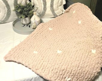 Handmade Baby Chunky Knit Blanket.