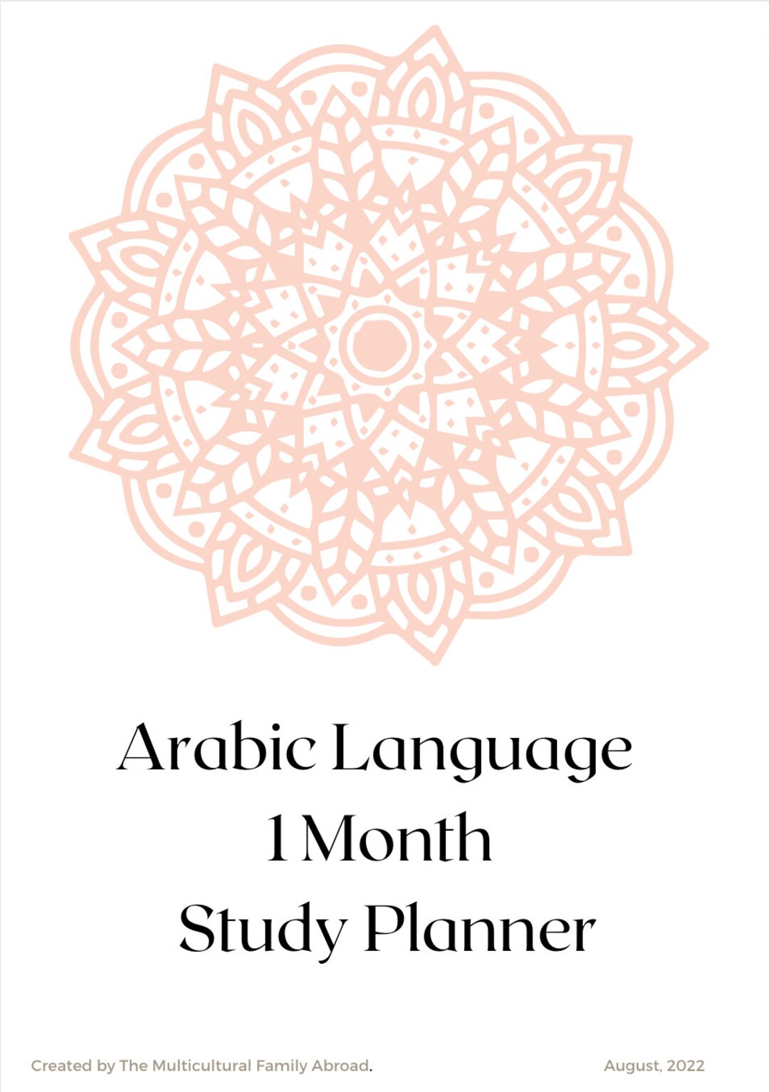 1 Month Arabic Language Study Planner peach - Etsy