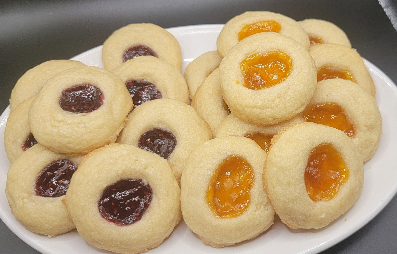 Thumbprint Cookies, Raspberry, Apricot and Strawberry Preserve Cookies