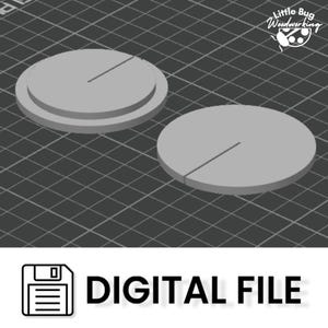 Może przedstawiać: Dwa szare, okrągłe kawałki drewna z rowkiem wyciętym pośrodku. Jeden kawałek ma podniesiony zewnętrzny pierścień. Obraz zawiera tekst "DIGITAL FILE" i logo "Little Bug Woodworking".