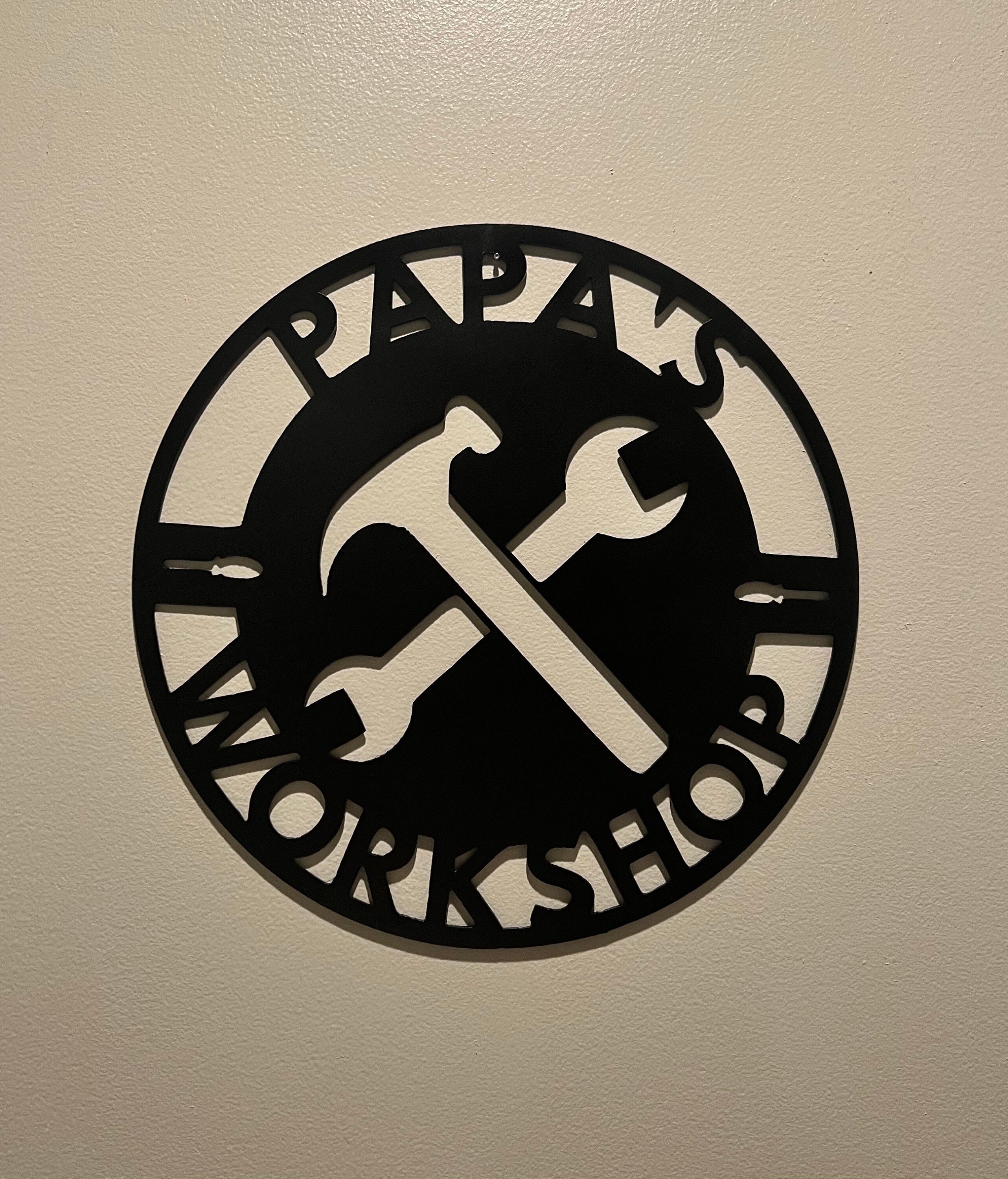 Black Steel Papa’s Workshop Sign - Etsy