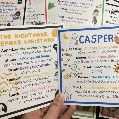 50 Dinner and a Movie Menus Digital Download Dinner Date Etsy