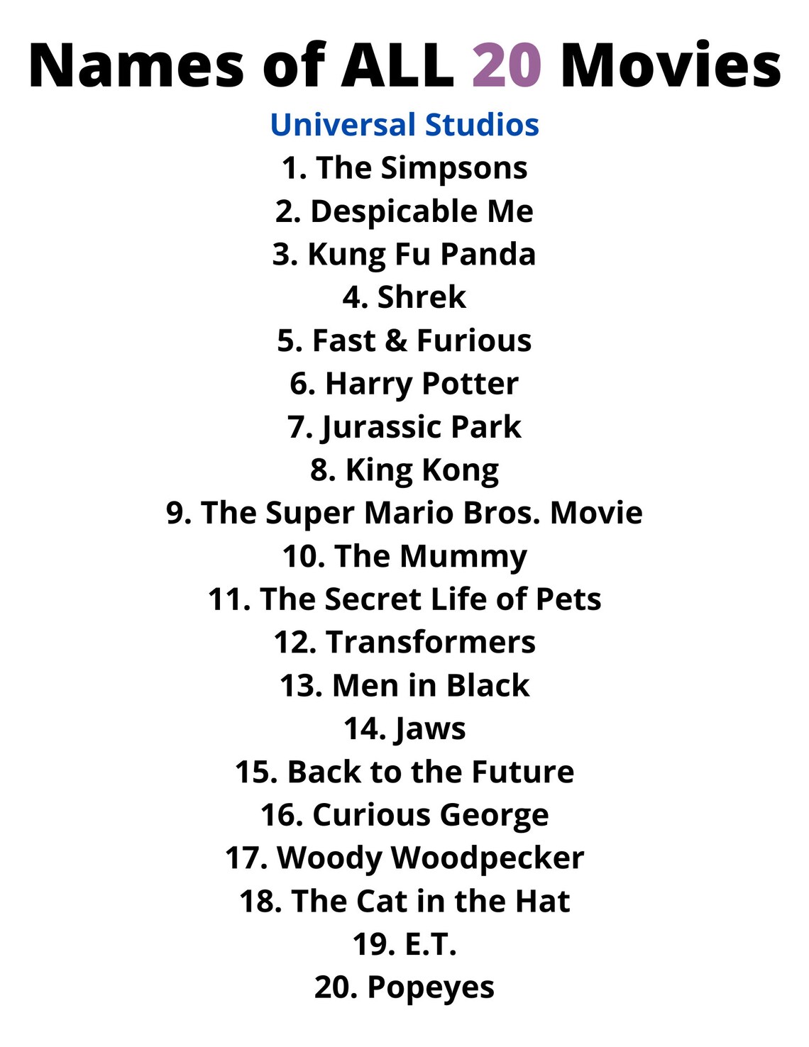 20 Universal Studios Dinner and a Movie Menus Digital Download Dinner