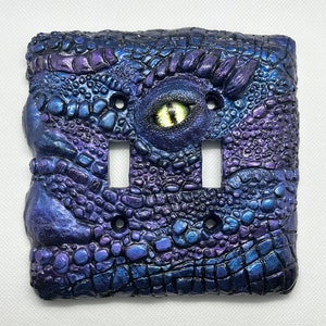 Purple Dragon Double Standard Light Switch Plate | Decorative Light Switch Cover | Dragon Light Switch Plate Decoration | Outlet Wall Cover