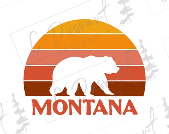 Montana Grizzly Bear SVG | Wall Art Car Decal Decor T-Shirt | Cricut Silhouette Cut File Cuttable Clipart Vector Digital PNG EPS