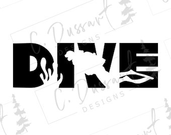 Scuba Diving SVG | Wall Art Car Decal Decor T-Shirt | Cricut Silhouette Cut File Cuttable Clipart Vector Digital PNG EPS