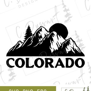 Mountains and Sun Colorado SVG | Wall Art Car Decal Decor T-Shirt | Cricut Silhouette Cut File Cuttable Clipart Vector Digital PNG EPS