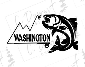 Washington Fly Fishing SVG | Wall Art Car Decal Decor T-Shirt | Cricut Silhouette Cut File Cuttable Clipart Vector Digital PNG EPS