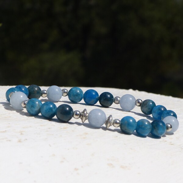 Bracelet apatite et aigue marine