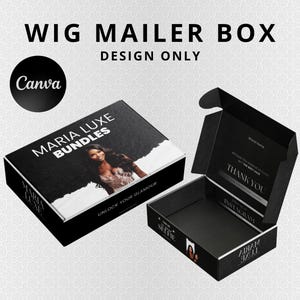 Wig Mailer Box Design | Lace Front Wig & Packaging Bundles Hair Box | Diy Custom Box Design | Canva Template