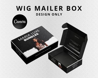 Wig Mailer Box Design | DIY Packaging Canva Template
