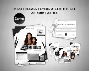 Lash Masterclass Flyer Template | Instagram Posts, Certificate (Canva Templates)