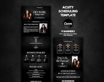 Luxury Acuity Scheduling Template Hairstylist, Acuity Site, Booking Site, Acuity Template Hair | Classy Black theme | Canva Template