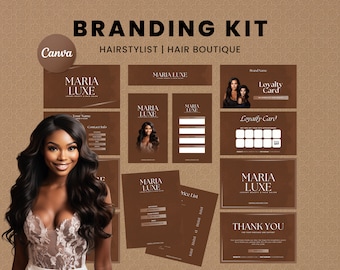 Hair Salon Branding Kit | Luxury Brown Theme, Canva Template (Digital Download)