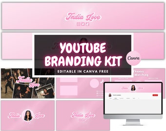 Youtube Branding Kit | Editable Banners, Intros & Outros and LOGO | 10 Editable Canva Template
