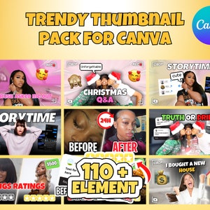 Trendy Youtube Thumbnails Pack for Canva | YouTube Thumbnail | DIY Youtube BrandKing it | Editable Canva Template
