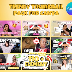Trendy Youtube Thumbnails Pack für Canva | YouTube Miniatur | DIY Youtube BrandKing it | Bearbeitbare Canva Vorlage