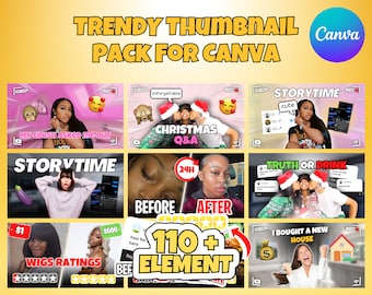 Trendy Youtube Thumbnails Pack for Canva | YouTube Thumbnail | DIY Youtube BrandKing it | Editable Canva Template