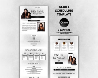 Luxury Acuity Scheduling Template Hairstylist, Acuity Site, Booking Site, Acuity Template Hair | Classy White theme | Canva Template
