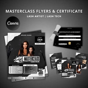 Lash Masterclass Flyer Template | Black Instagram Posts, Certificate (Canva Templates)