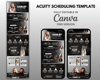 DIY Acuity Site, Acuity Scheduling Template, Silver Booking Site Template Acuity Scheduling Site, Acuity Site Template Hair | Canva Template