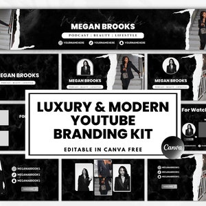 Youtube Branding Kit | Luxury and Modern | Animated Intro & Outro, Banner | Classy | Editable Canva Template