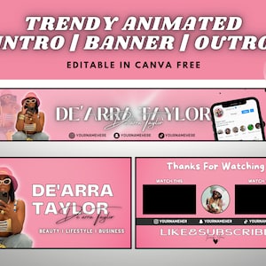 Animiertes Intro & Outro, Banner | Trendy | Bearbeitbare Canva Vorlage