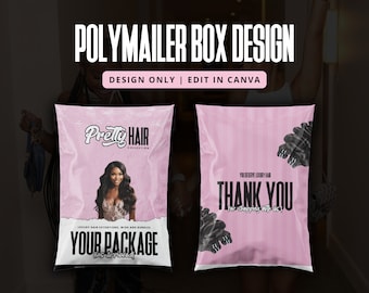 May include: Pink poly mailer box design with the text "Pretty Hair Collection" and "Your Package Has Arrived" in black text. The box also features a photo of a woman with long black hair. The other side of the box has the text "You Deserve Luxury Hair" and "Thank You for Shopping With Us!" in black text.